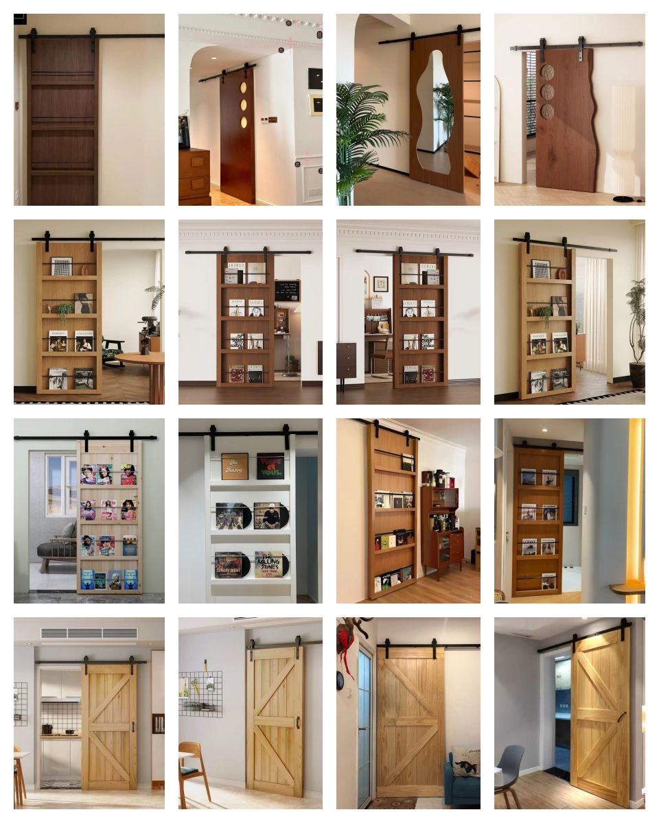 Waterproof Customizable Space Saving Solid Wood Interior Door Modern Barn Door for Bedroom and Bathroom