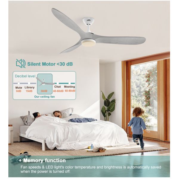1stshine Ventilador decorativo de teto com luz LED e controle Wi-Fi inteligente 60 