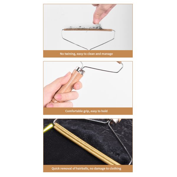 Eliminatorio de vello para mascotas Cepilla de mango de madera Productos de aseo de acero inoxidable Perro de limpieza Gato