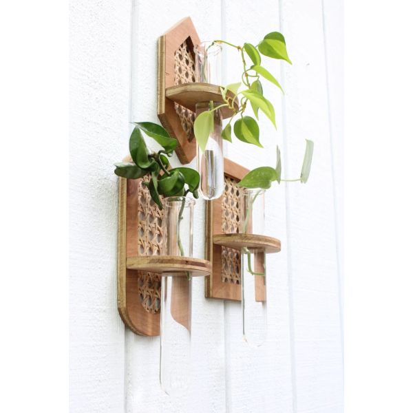 Wall Hanging Boho Hydro Planter Wall Planter with Silk-screen Printing/Burned