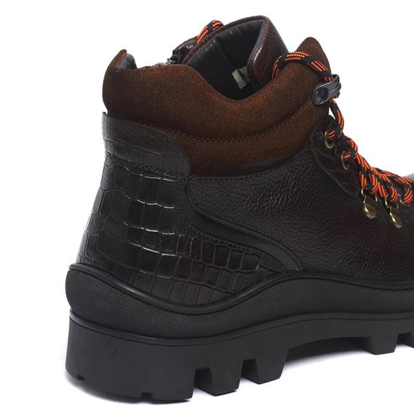 Spring Dark Coffee Lace Up Mens Leather Casual Boots