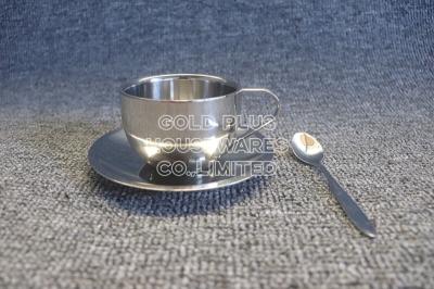 Table sets tea coffee cup sets with dessert plates homecook 180ml food grade metal steel mugs and plates coffee cup