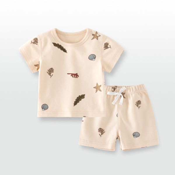 Wholesale 100% Organic Cotton Baby Clothing Set, Summer Baby Set, Baby Summer Clothes