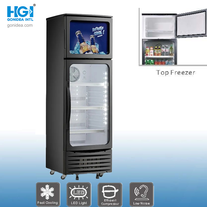 Hihg Quality Fridge Vertical Upright Showcase Glass Door Beverage Cooler for Beer and Drinks Scd-270