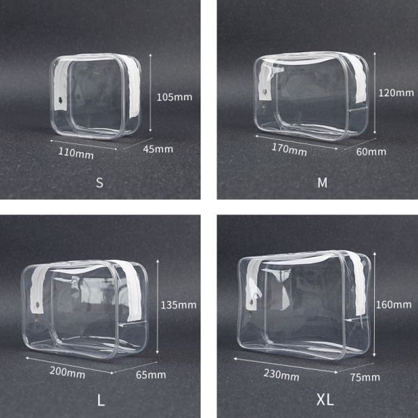 Pvc Zipper Toiletry Cosmetic Bag Custom Size Logo Clear Makeup Bag For Women Fashion Style