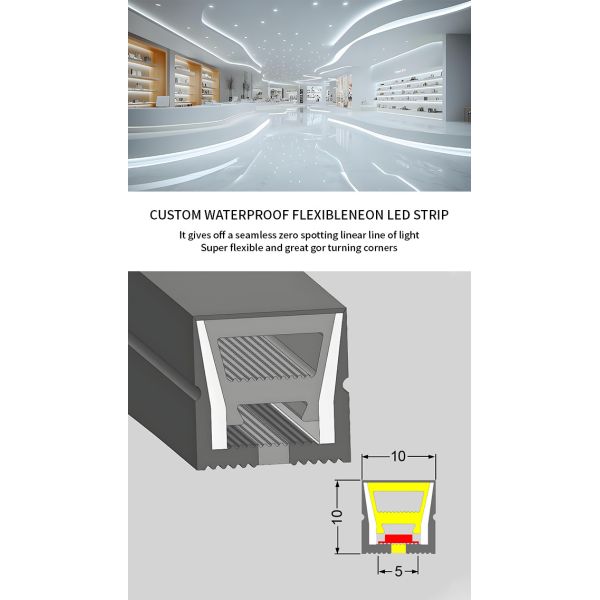 Black Flex Waterproof LED Neon Lights10*10mm Waterproof Outdoor Neon Decorative Lights