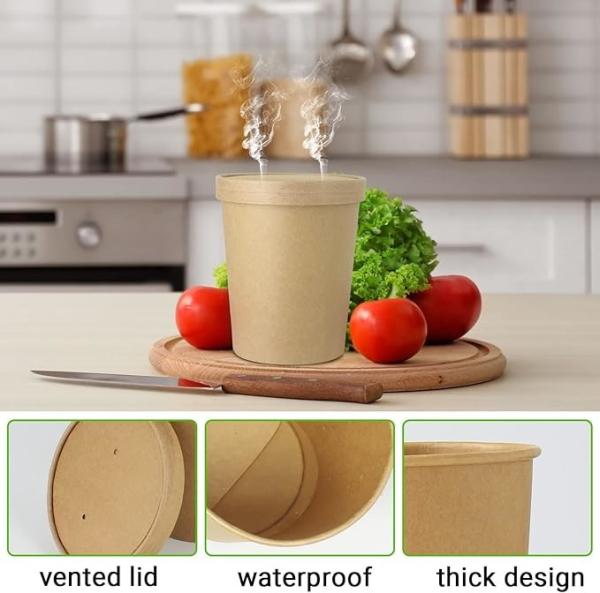 32oz Microwave Safe Disposable Hot Soup Containers Hot Soup Paper Bowl