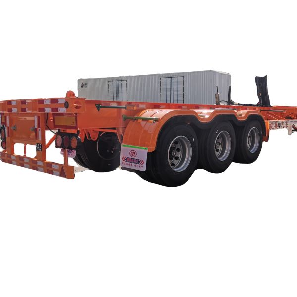 Truck trailer 60 tons 2 container chassis skeleton semi trailer with mechanical suspension