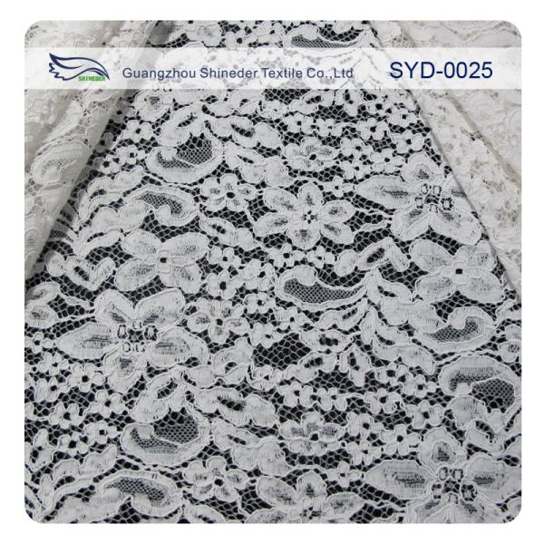 Cotton Stretch Corded Lace Fabric Scallop Lace Dress For Garment