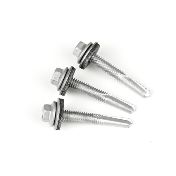 Metric Bimetal Self Drilling Screw with Hex Washer Head and EPDM Rubber Washer