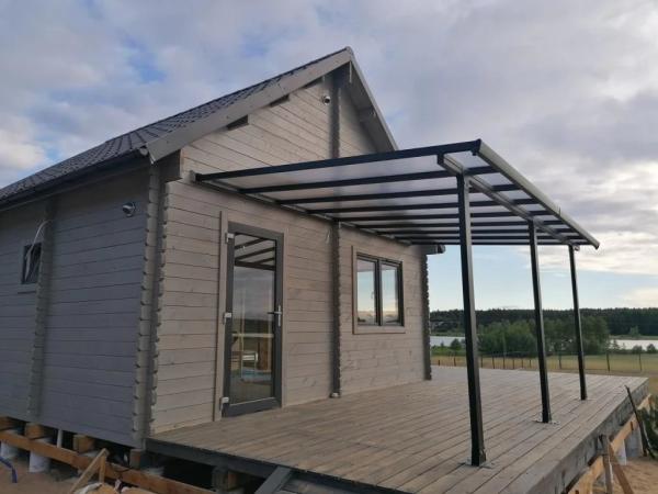 9m2 Sun Shelter Garden Wall Mounted DIY Patio Cover Aluminum Sunshade Outdoor Gazebo Patio Cover Canopy Awnings Black