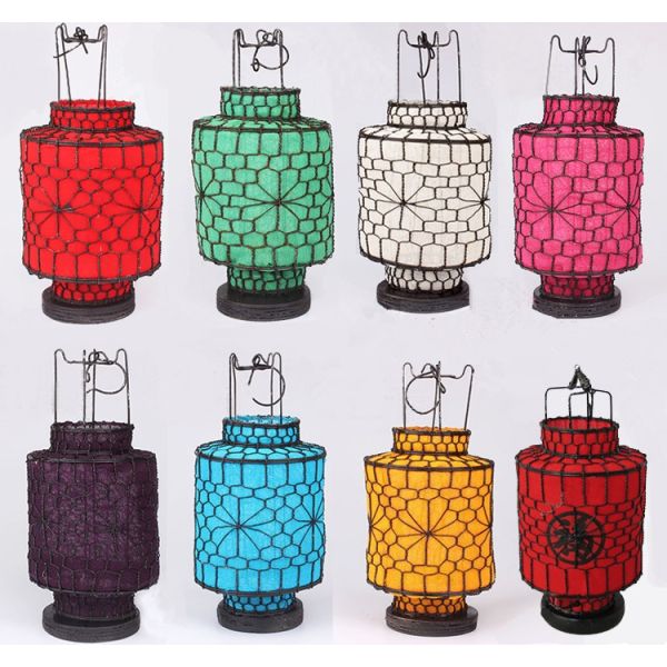 Vintage Cloth Metal Chinese Red Silk Lanterns for Traditional Chinese Style