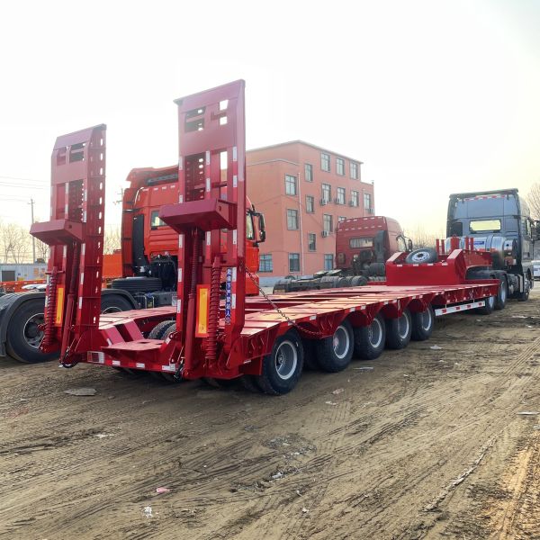 Multiple Axles Gooseneck Low Flatbed Semi Trailer with Steel Material and 8.25-20 Tires