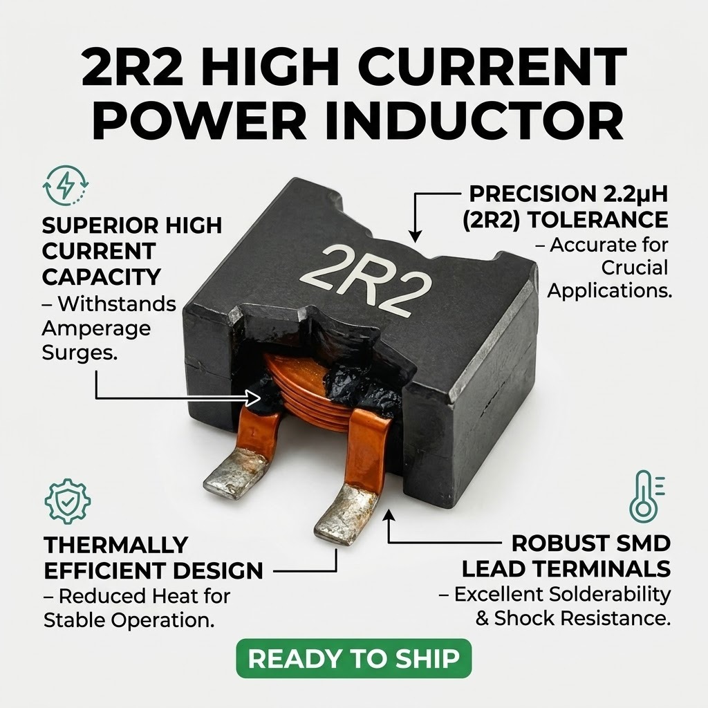 2R2 High Current SMD Power Inductor with Flat Wire Wound Iron Core for DC Power Supply