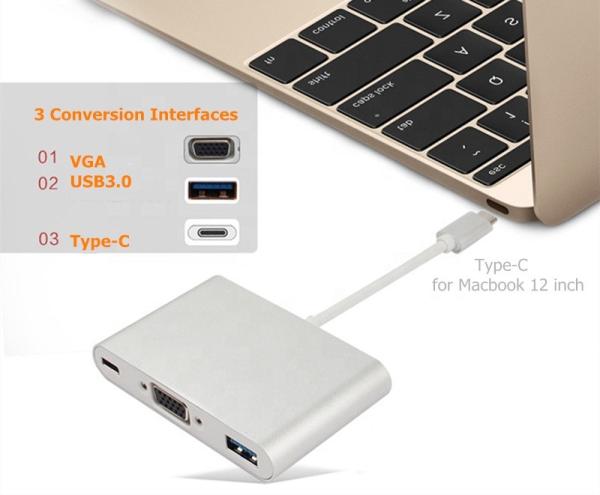 4096 x 2160 USB 3.1 To VGA USB 3.0  Multiport Adapter Converter