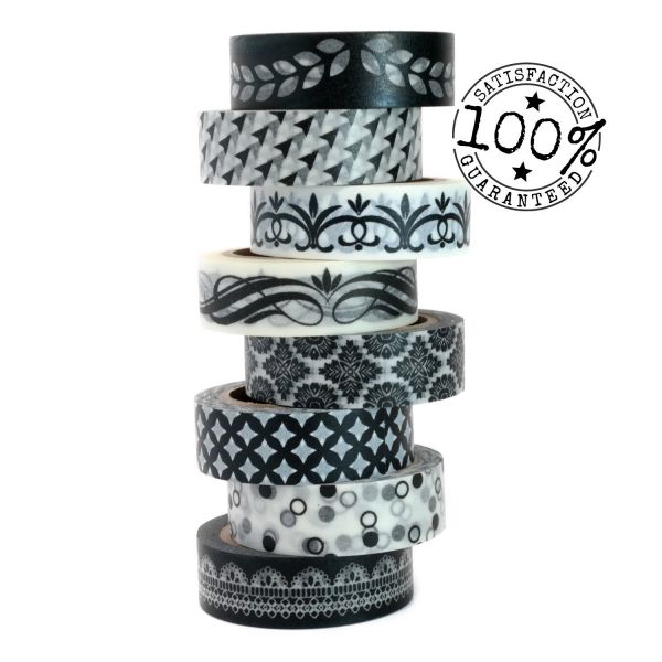 15mm * 10m Black and White Washi Tape Premium Japanese Washi Tape For Decorative