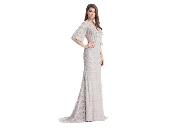 Fishtail Long Ladies Evening Dresses  V - Neck Anti Wrinkle And Eco Friendly