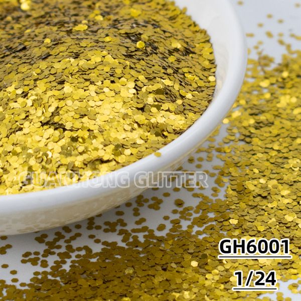 Bulk Holographic Golden Aluminum Glitter Hexagonal Pigment Injection Grade