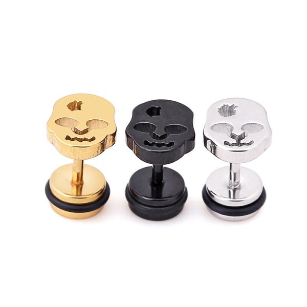 Skull earring bad smile stud earrings Halloween ear stud man woman unisex fashion ear piercing jewelry