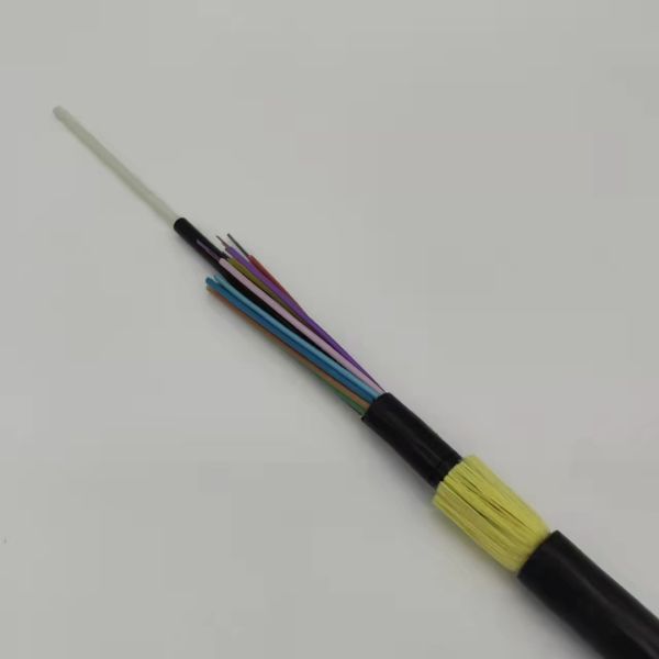 Outdoor ADSS G652 12 24 48 96 Core Fiber Optic Cable With Black Jacket