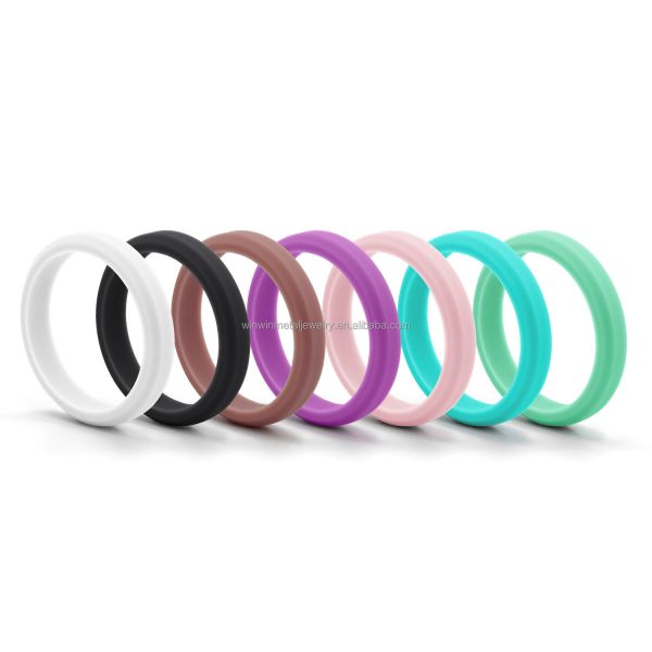 Third Party Appraisal Women's Silicone Wedding Band 4mm Beveled Edges Breathable