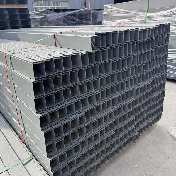 Perforated Cable Tray Heat Dissipation Fireproof Porous Plastic Coated Cable Tray Grey Metal Wire Trough