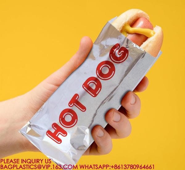 Foil Hot Dog Wrapper, Insulated Grease Resistant Hot Bag Sleeves, Foil Paper Hot Dog Bag