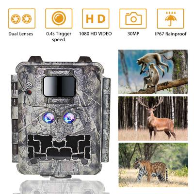 DC12V Dual Lens 1080P Wildlife Trail Camera 13MP CMOS No Glow Cam