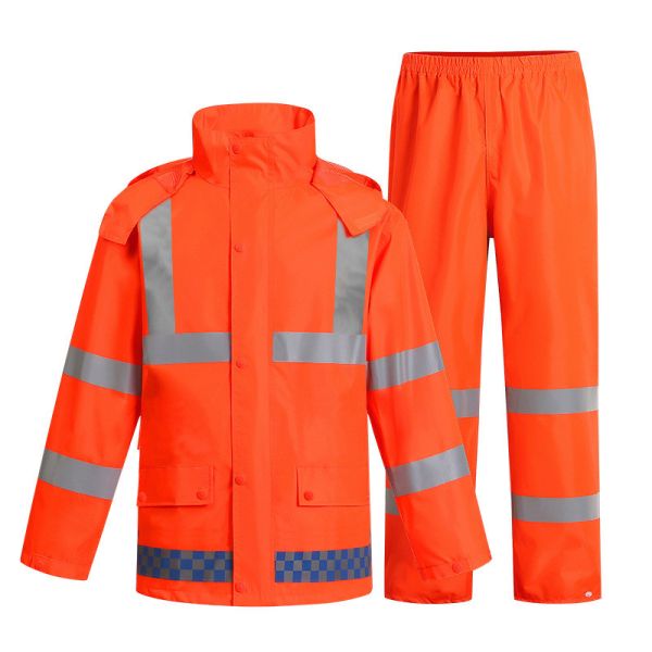 Long Sleeve Reflective Safety Rainwear Waterproof Breathable Hi Vis Rain Gear
