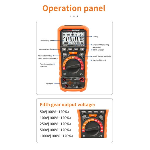 Тестер измерения сопротивления изоляции теста изоляции 600V PM1508 100MOhm 1KHz Handheld