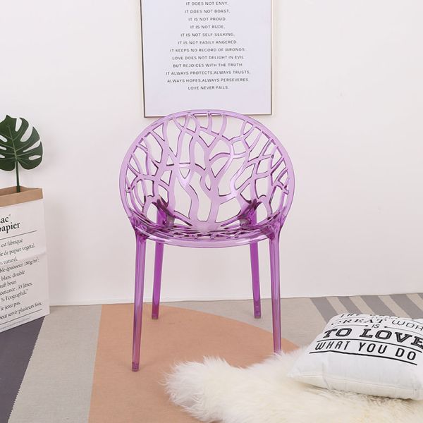 Transparent Acrylic PC Chairs Hollow Armrest Multicolor Plastic Garden Chair