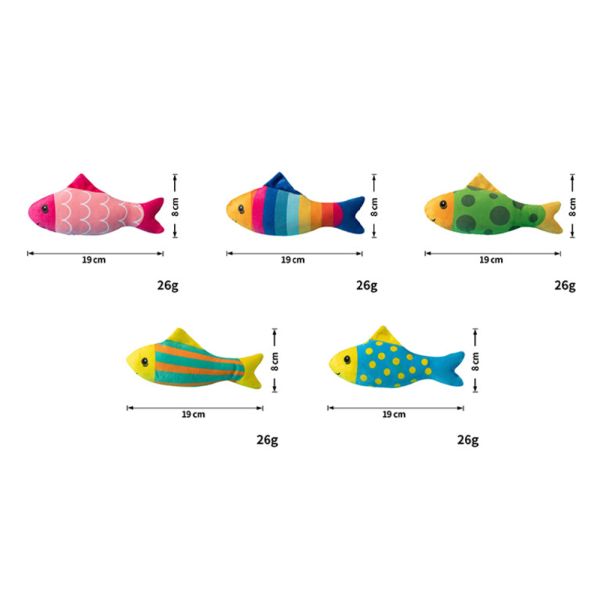 Cartoon Fish Cat Toy Interactive Chewable Plush Soft PP Cotton For Cats