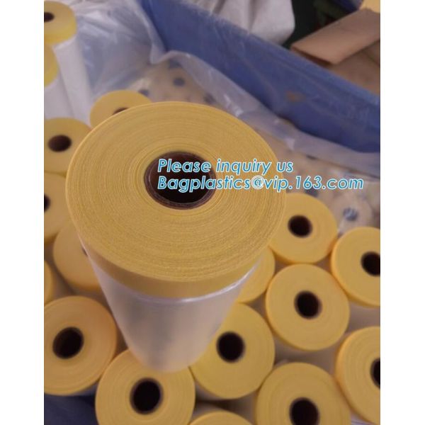 UV Resistance PE Taped Plastic Drop Masking Film For Car Painting, Plastic Film/Pre-Taped Masking Taped Protective Plast