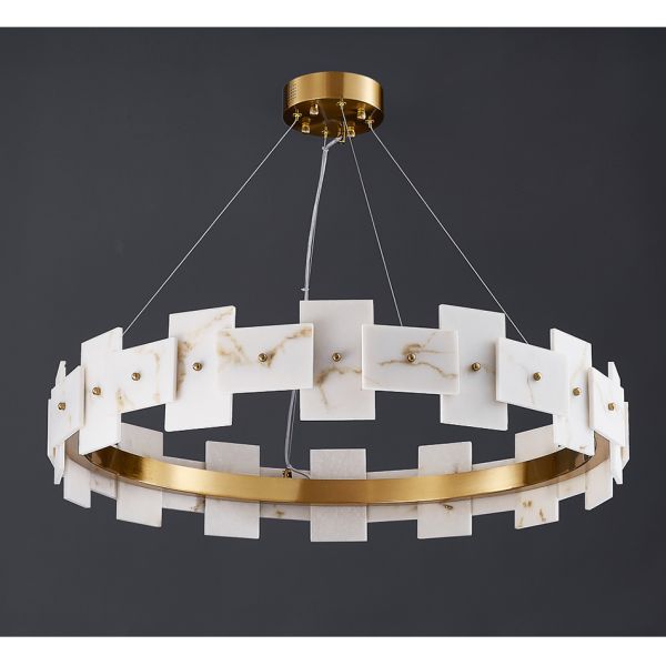 Led Creative Chandelier For Living Room White Ring Marble Chandelier(WH-MI-318)