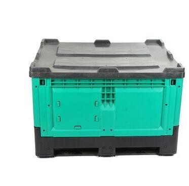 Gray Heavy Duty Mesh Grid Vented Collapsible Plastic Pallet Box for Fruits and Vegetables