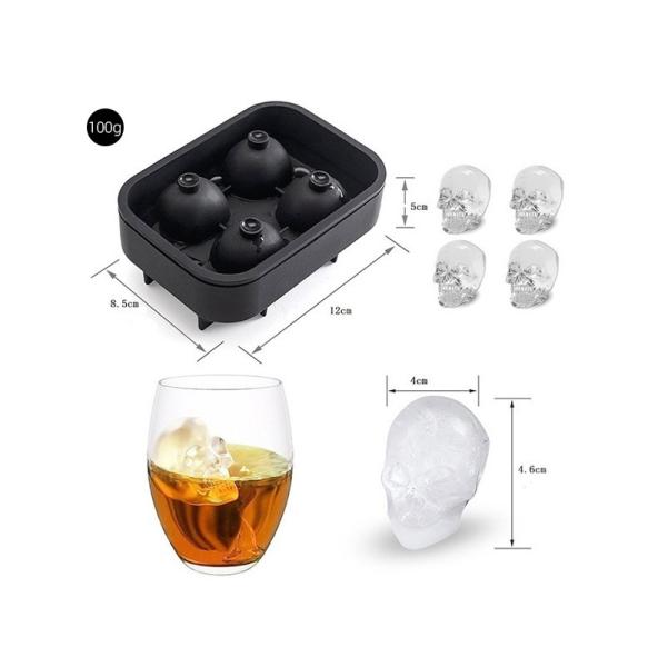 MHC Grade de alimentos 4 Caixa de cubos de gelo de silicone Molde de cubos de gelo de silicone Molde de bolo de congelador flexível