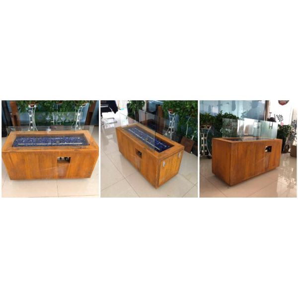 Таблица огня газа стали Corten металла подогревателя патио прямоугольника деревенская