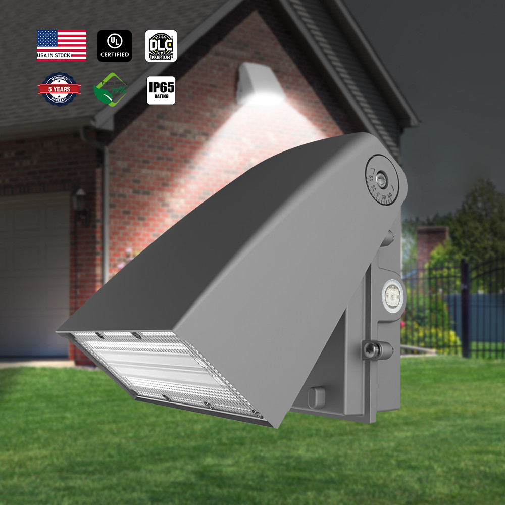 UL/DLC LED Wall Pack Light с фотоэлементом 30/40/50K Выбираемый 5600lm 11200lm 11200lm Регулируемый