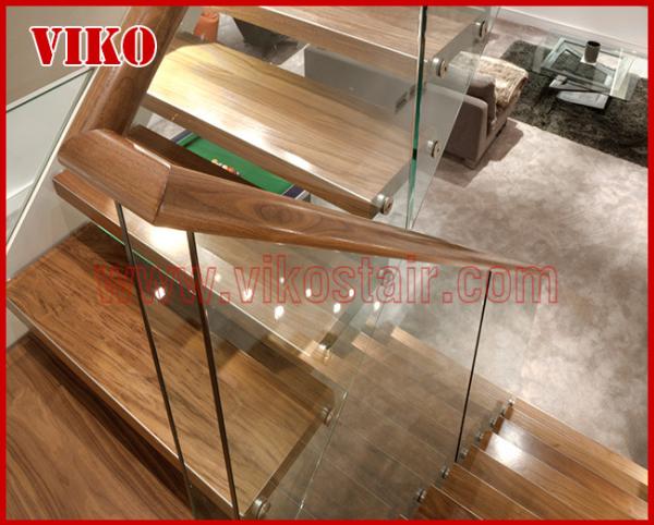 Floating Staircase VK34S Floating Stair Tempered GlassLED Light strip, Stringer: 5mm+5mm(Thickness), Dia 6mm Steel Cable