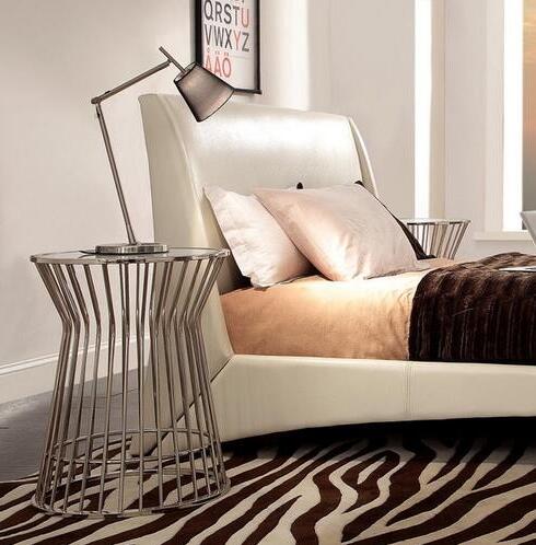 Inspire Q Cyril Metal Drum Coffee Table Frosted Glass Top For Living Room