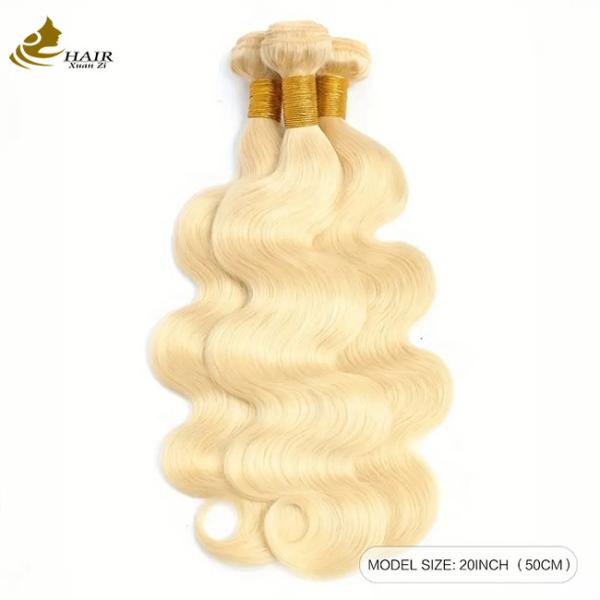 Unprocessed Brazilian Human Hair Bundle Weft And Closure 613 Color Blonde ODM Hair Bundles