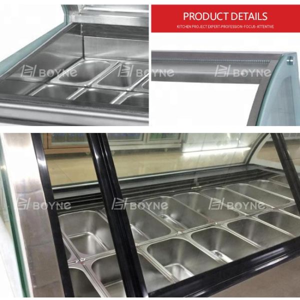 Нержавеющая сталь компрессора -18~-24℃ Данфосс замораживателя дисплея мороженого Кунтертоп закрывает