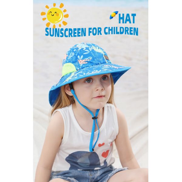 Neck Flap Upf50+ Hat Childrens Wide Brim Hats 43cm 100% Cotton