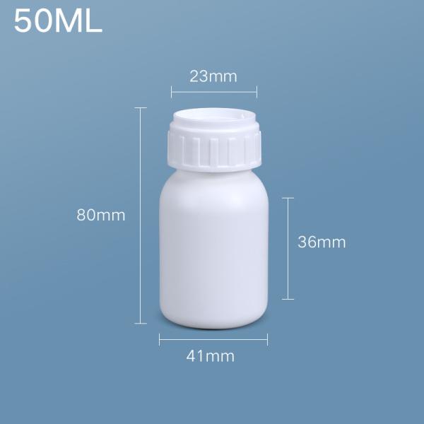 Screen Printing 50ML Plastic Fluorinated Bottle Chemical Reagent Acid Alkali Resistant