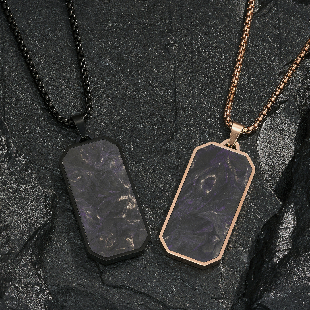 Collar de joyería de fibra de carbono forjado para hombres