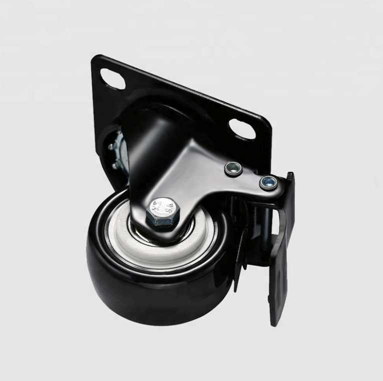 2-inch 50mm Box-packed Rotating Casters Double Brakes Heavy-load Capacity And Smooth Moving Top Plate Furniture-grade Black PVC Casters