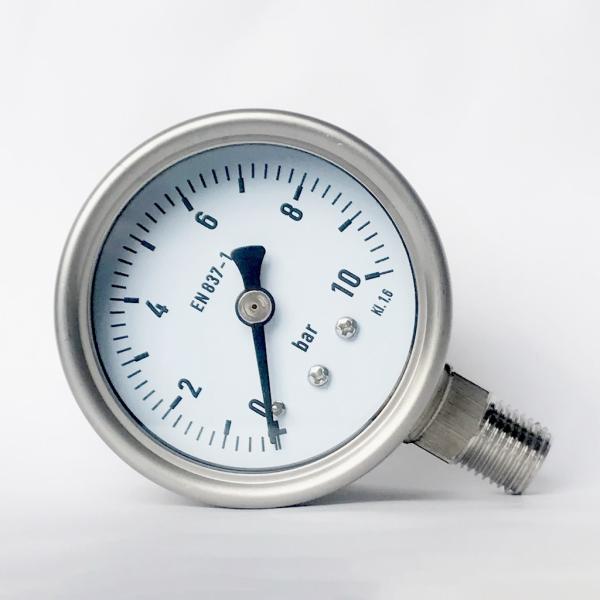 2.5 10 bar Liquid-filled Manometer SUS 316 Tube/Socket All Stainless Steel Pressure Gauge