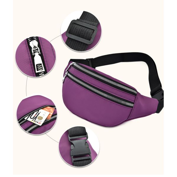 Customized Women Nylon Belt Bag Waterproof Cross Body Fanny Waist Pack with Material