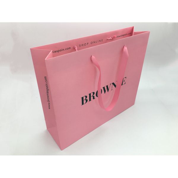 Foldable Recyclable Custom Printed Paper Bags With Handles 410x530x120 Mm