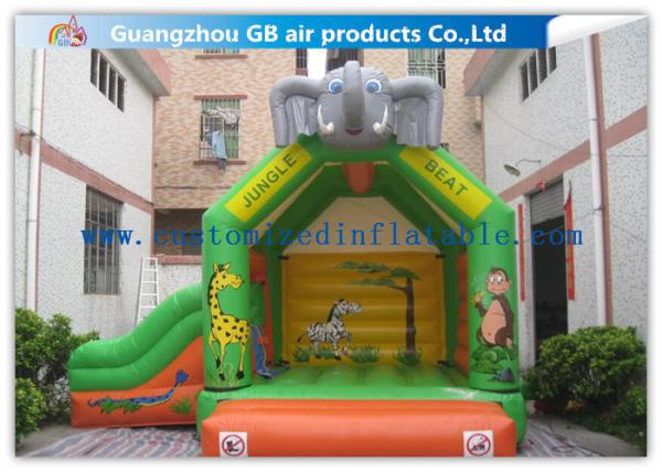 Elephant Animal Shape Inflatable Bouncy Castle With Slide For Children Games